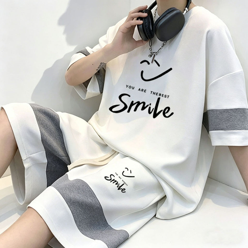 Men's Waffle Texture Loose Fit T-Shirt and Shorts Set