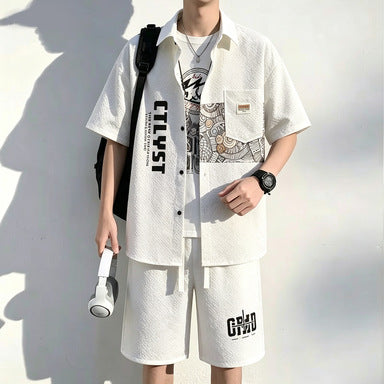 Men's Ice Silk Chinese Style Lapel Short Sleeve Shirt