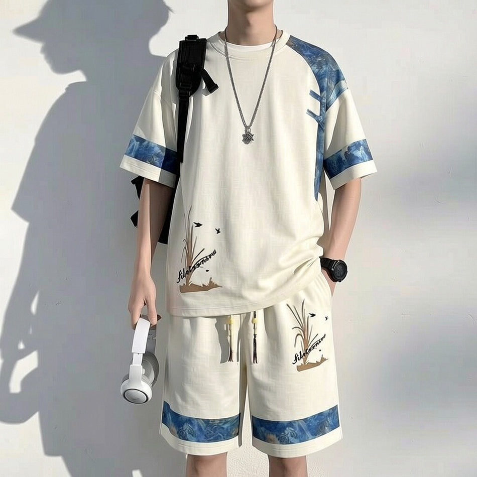 Men's Loose Fit Summer T-Shirt and Shorts Two-Piece Set