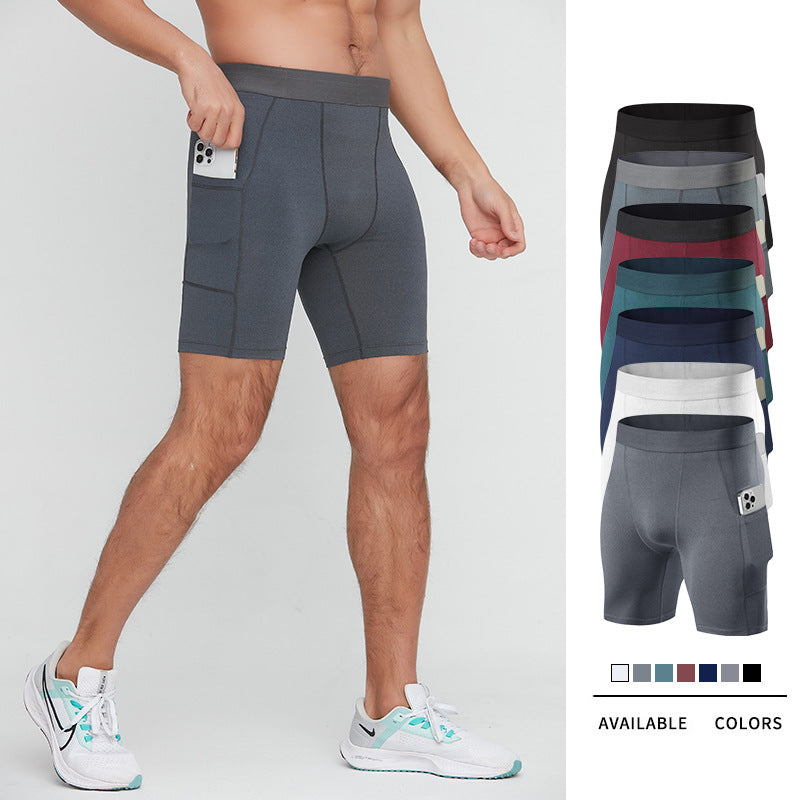 Men’s Tight Quick Dry Basketball Training Shorts with Pocket