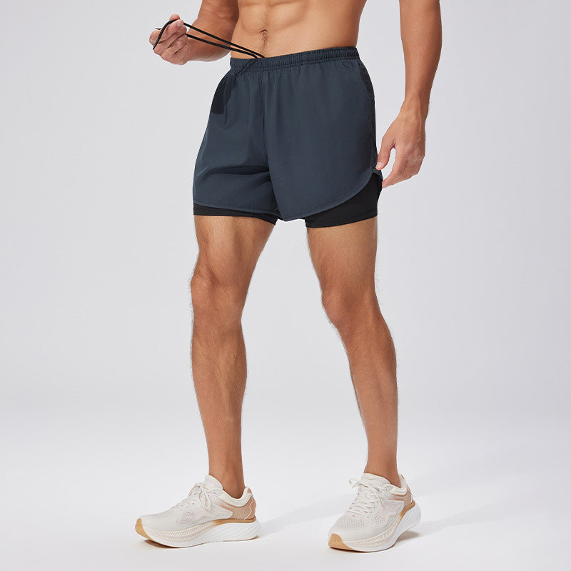 Men’s Double Layer Quick Dry Running Shorts with Waist Pack