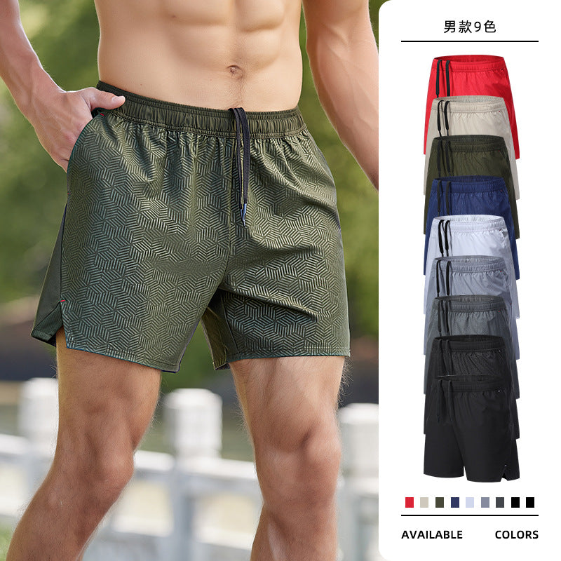 Men’s Spliced Breathable Quick Dry Casual Running Fitness Shorts