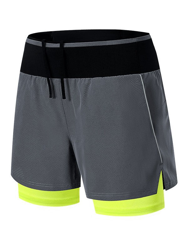 Men’s Faux Two Piece Quick Dry Running Training Sports Shorts
