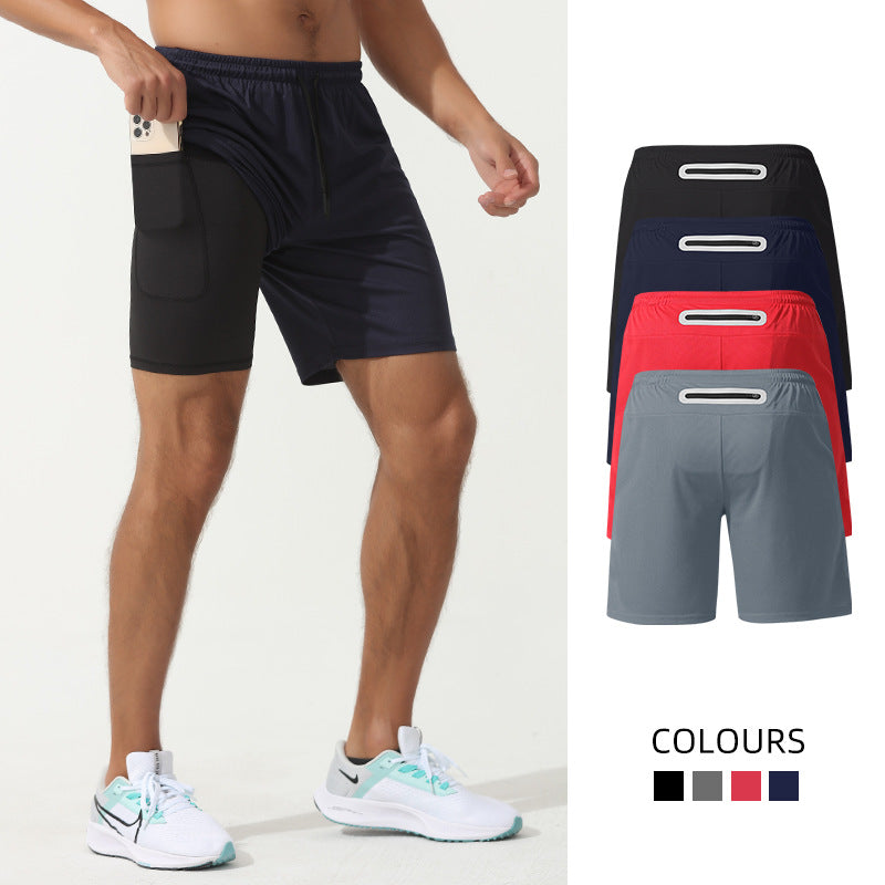 Men’s Double Layer Quick Dry Basketball Training Sports Shorts