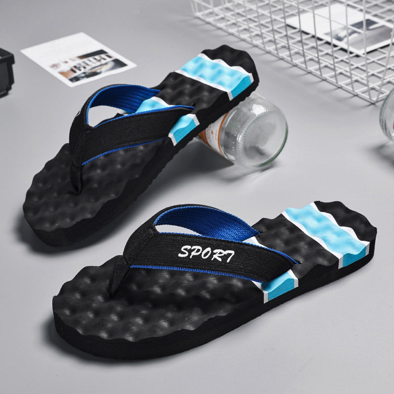 Men’s Thick Sole Woven Upper Non Slip Beach Flip Flops Summer