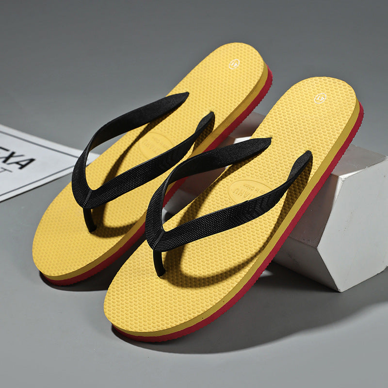 Men’s Thick Sole Non Slip Wear Resistant Beach Flip Flops Solid Color