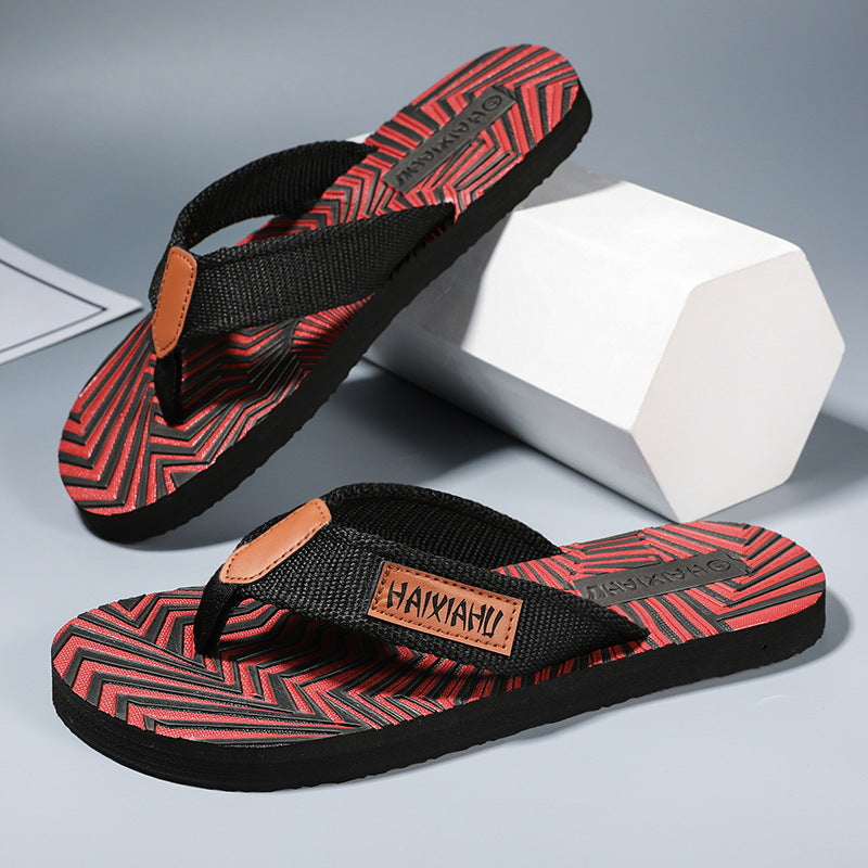 Men’s Webbing Non Slip Breathable Flip Flops Color Matching Summer Shoes