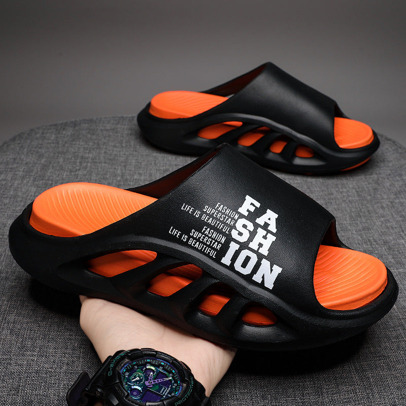 Men’s EVA Thick Sole Printed Letter Slippers Casual Outdoor Non Slip