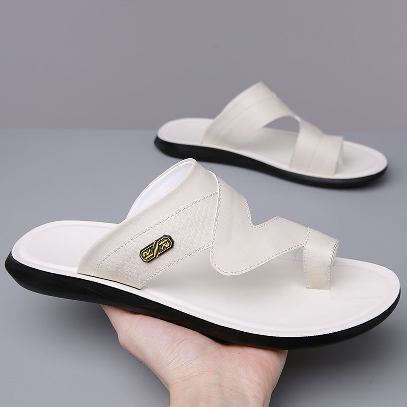 Men’s Leather Sandals Wear Resistant Non Slip Breathable Summer Beach Shoes