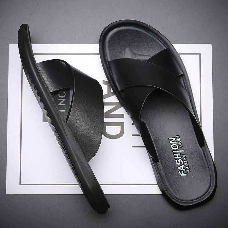 Men’s Soft Leather Soft Sole Non Slip Casual Summer Sandals