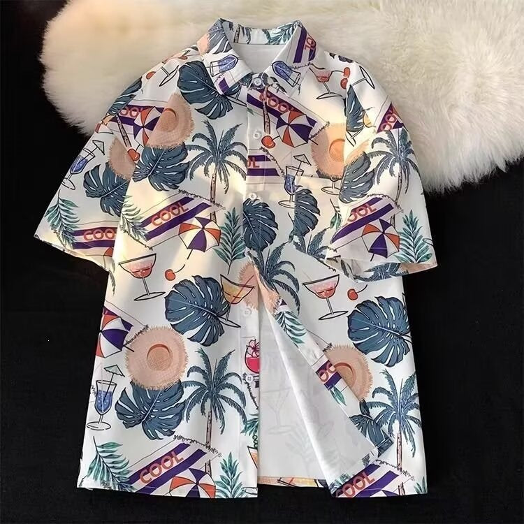 Hawaiian Flower Shirt Short Sleeve Summer Casual Trendy Wear