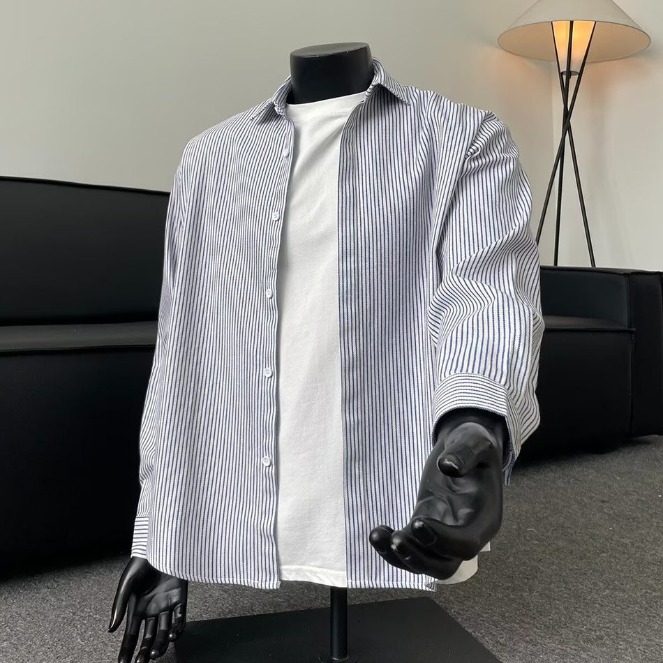 Letter Print Long Sleeve Shirt Men Japanese Hong Kong Style Casual Loose Jacket