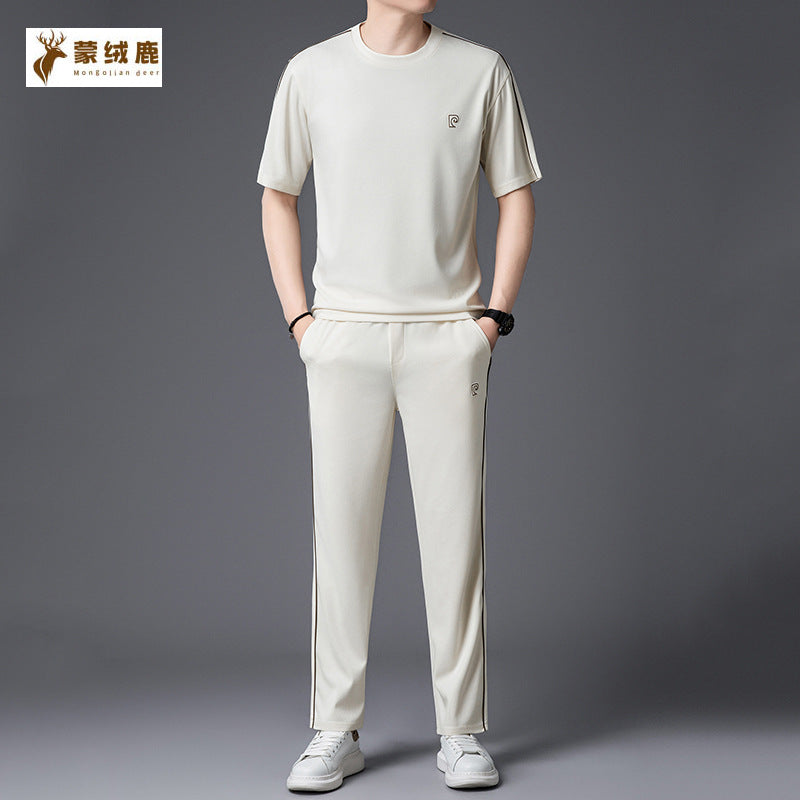 Men's Ice Silk Casual Suit with Real Pockets