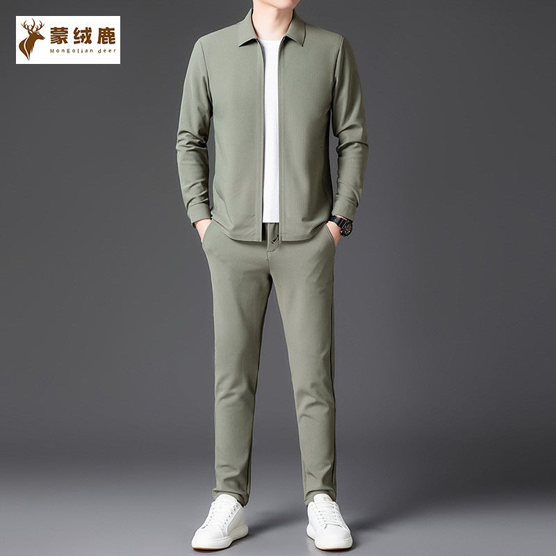 Men's Zipper Cardigan Jacket and Trousers Casual Suit