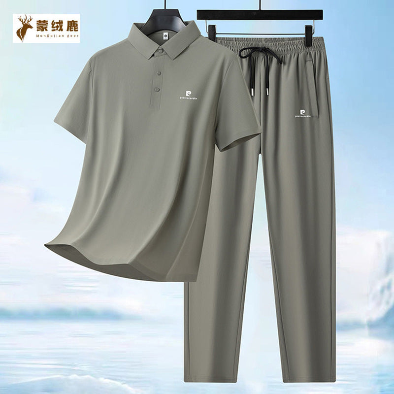 Men's Ice Silk Lapel Short-Sleeved Business Casual Suit