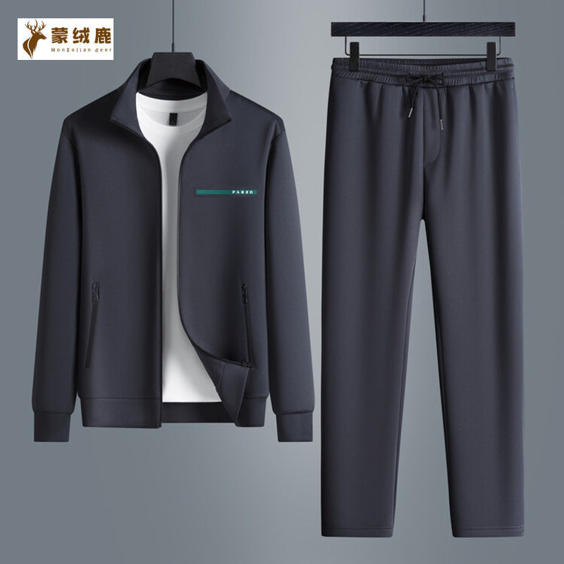 Men's Cardigan Stand-Collar Casual Sports Trousers Suit