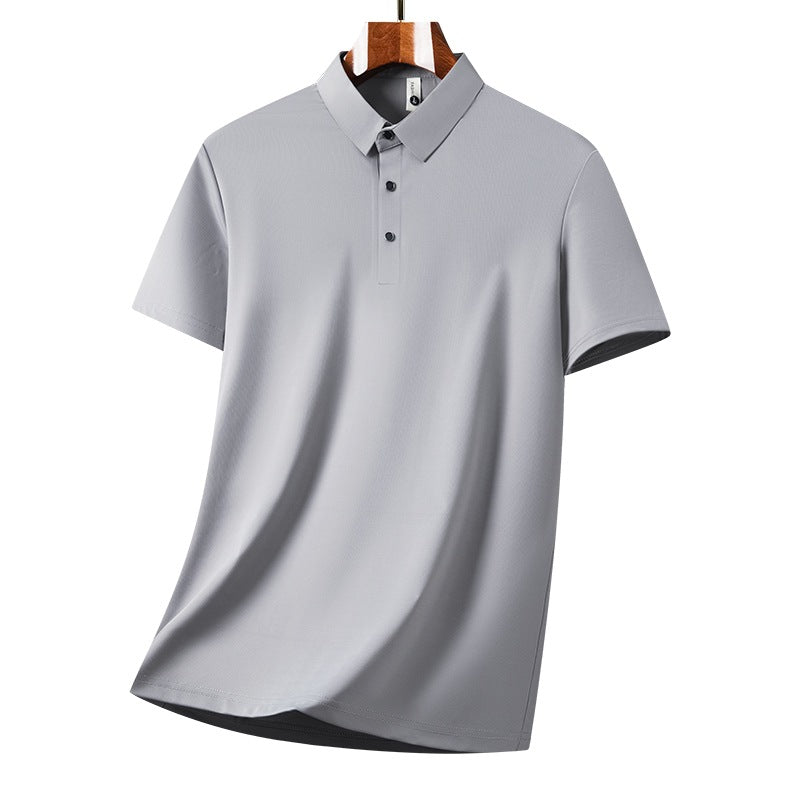 Men's Ice Silk Lace-Up Trousers and No-Iron Polo Suit