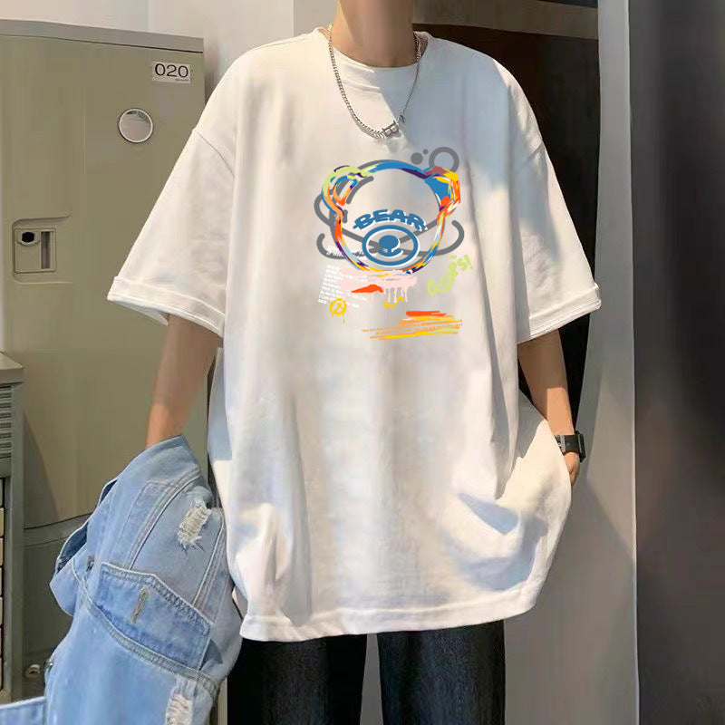 Men's Combed Cotton Graphic T-Shirt Loose Fit Streetwear Tee