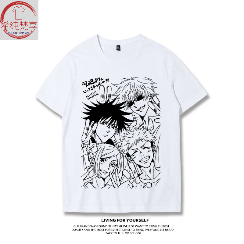 Jujutsu Kaisen Anime Graphic T-Shirt Loose Fit Casual Tee Men