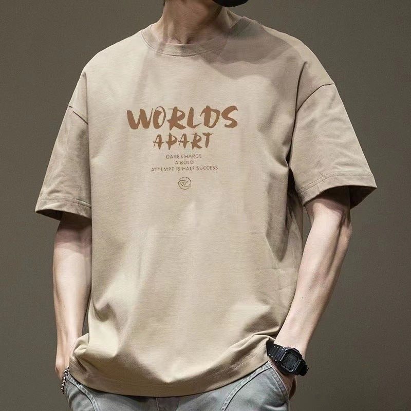 Men's Cotton Graphic T-Shirt Loose Fit Casual Raglan Sleeve