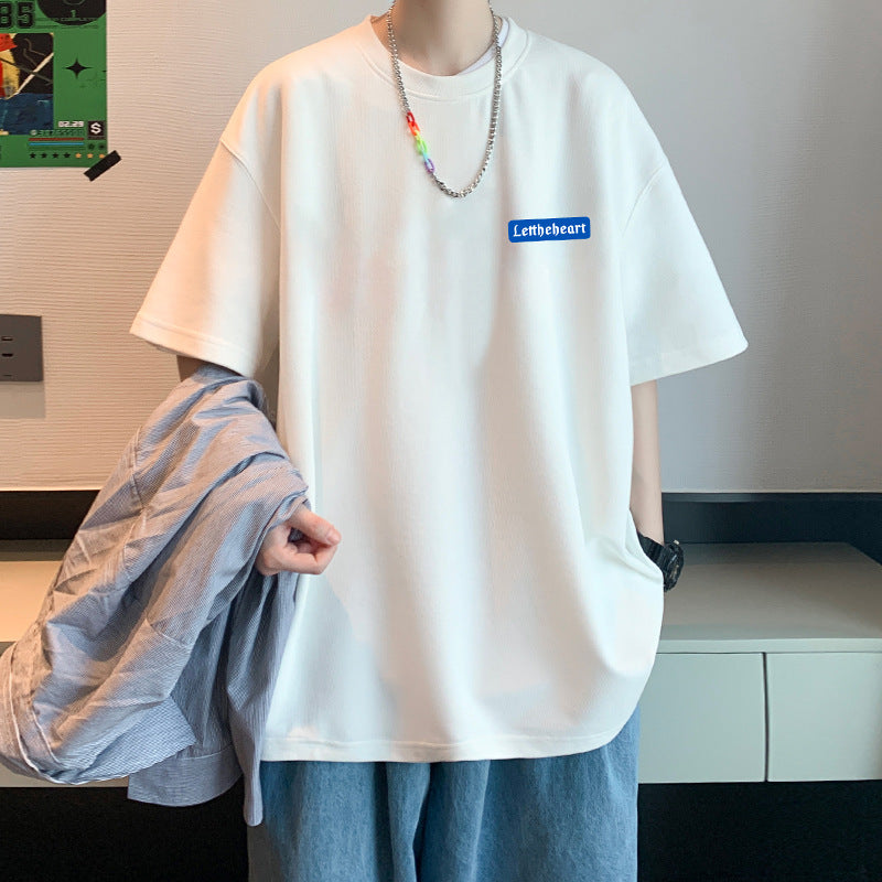 Men's Pure Cotton Japanese Retro Loose Fit Crew Neck T-Shirt