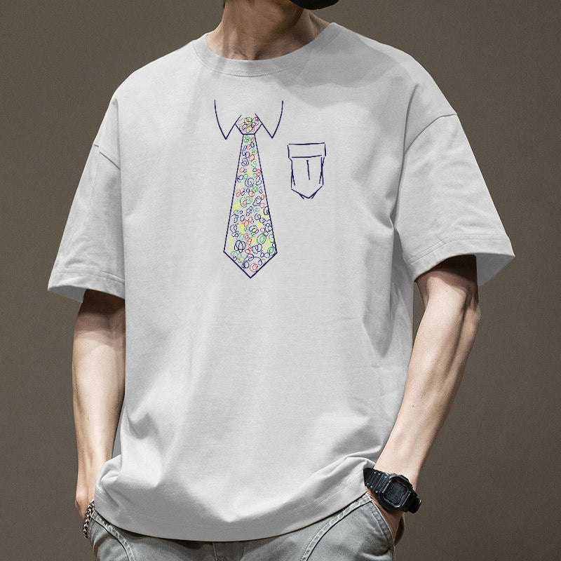 Men's Pure Cotton Graphic Loose Fit Crew Neck Summer T-Shirt