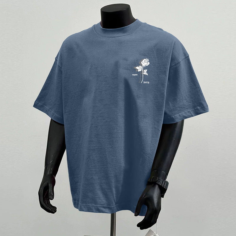 Men's Heavyweight Cotton Oversized Crew Neck Streetwear T-Shirt