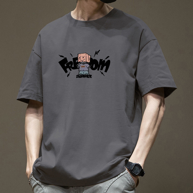 Men's Heavyweight Cotton Graphic Loose Fit Crew Neck T-Shirt
