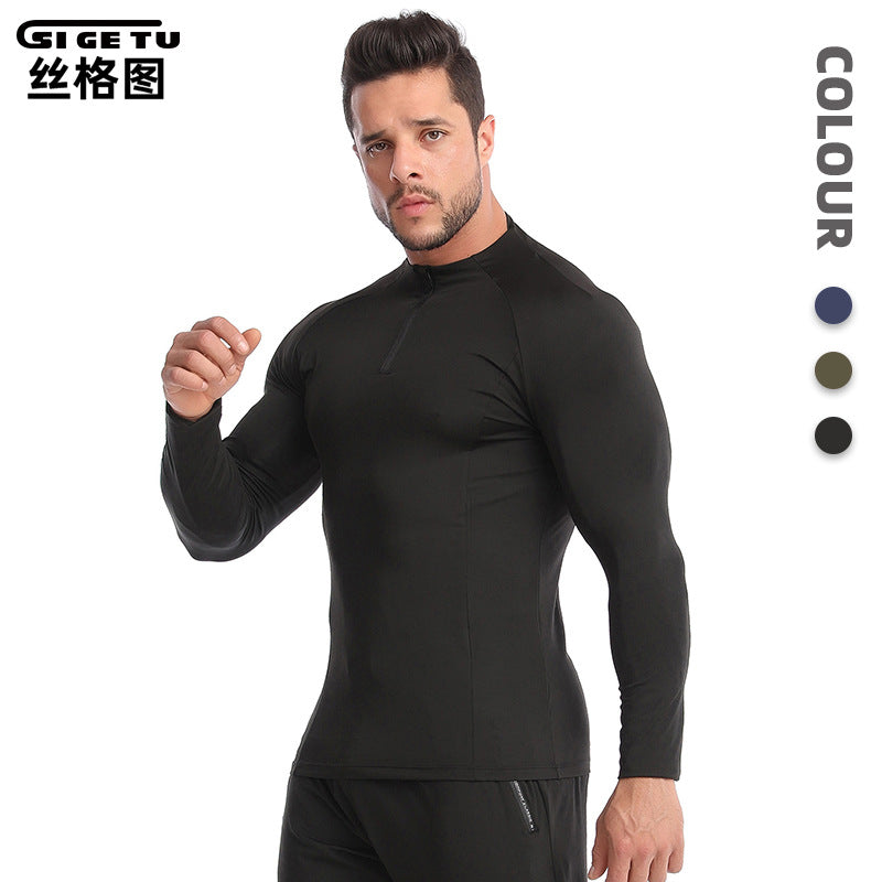 Men's Quick-Dry Half Zip Compression Long Sleeve Sports Shirt