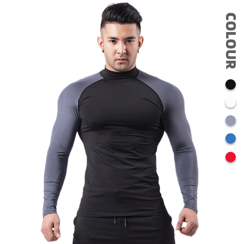 Men's Quick-Dry Mock Neck Compression Long Sleeve Shirt