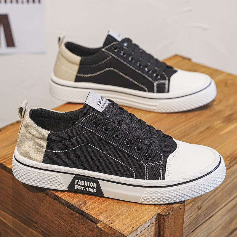Men's Breathable Canvas Sneakers with Casual Lace-Up Design