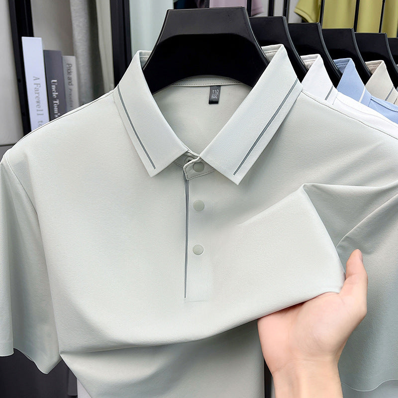 Men's Cooling Ice Silk Polo T-Shirt Breathable Stretch Fit