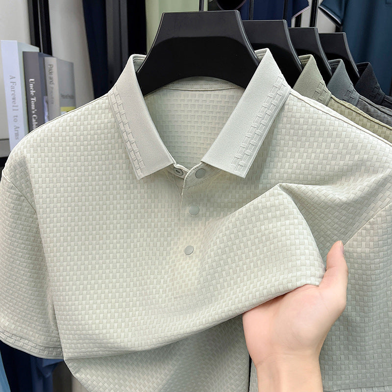 Men's Nylon Jacquard Polo Shirt Breathable Cooling Comfort