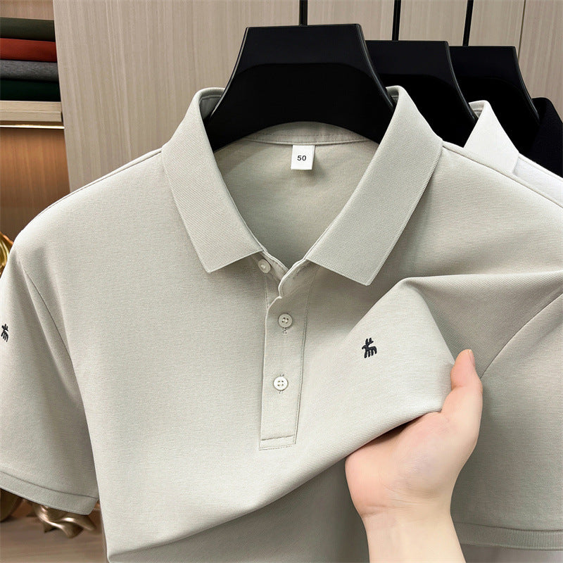 Men's Cotton Blend Embroidered Polo Shirt Cooling Comfort