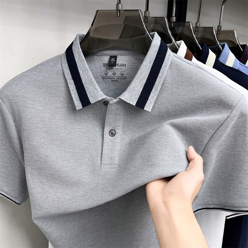 Men's Mercerized Cotton Polo Shirt Breathable Cooling Comfort