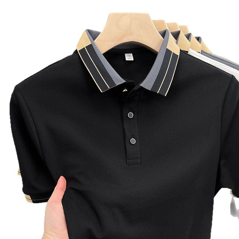 Men's Ice Silk Blend Polo Shirt Breathable Casual Comfort