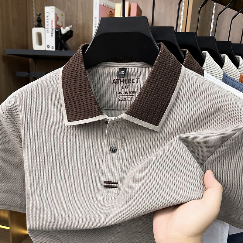 Men's Pure Cotton Embroidered Polo Shirt Breathable Comfort
