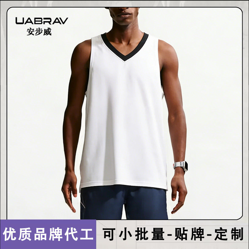 Men's V-Neck Quick-Dry Sports Tank Top Breathable Fitness Vest