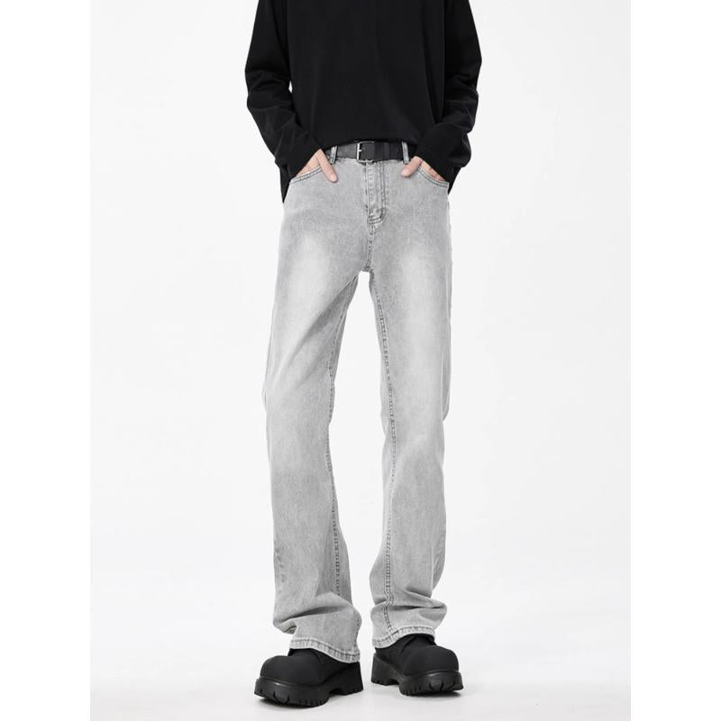Men's Vintage Washed Straight-Leg Jeans High-Waist Casual Fit