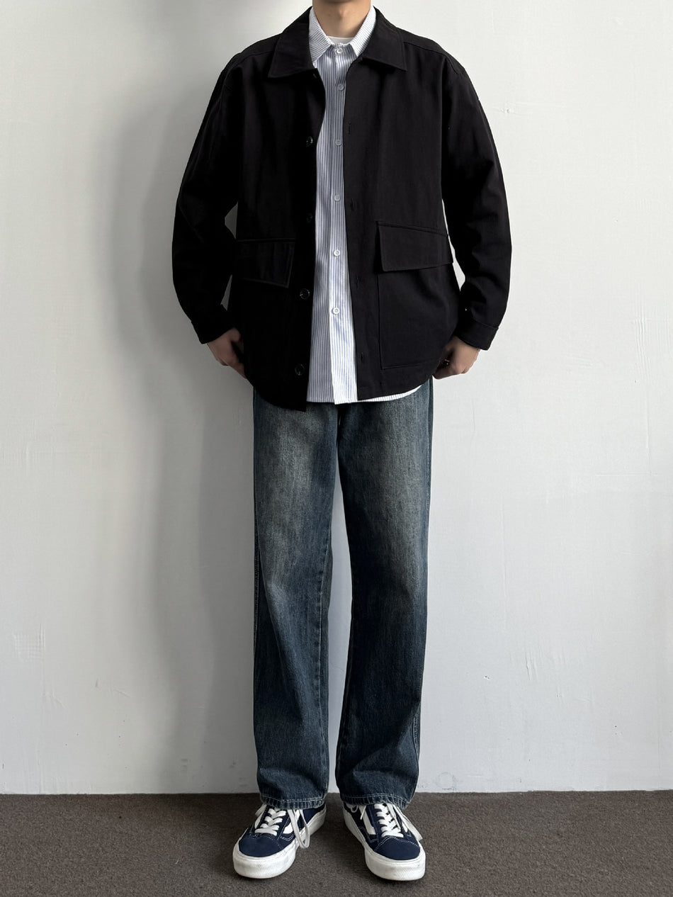 Men's Retro Washed Straight Cleanfit Denim Jeans