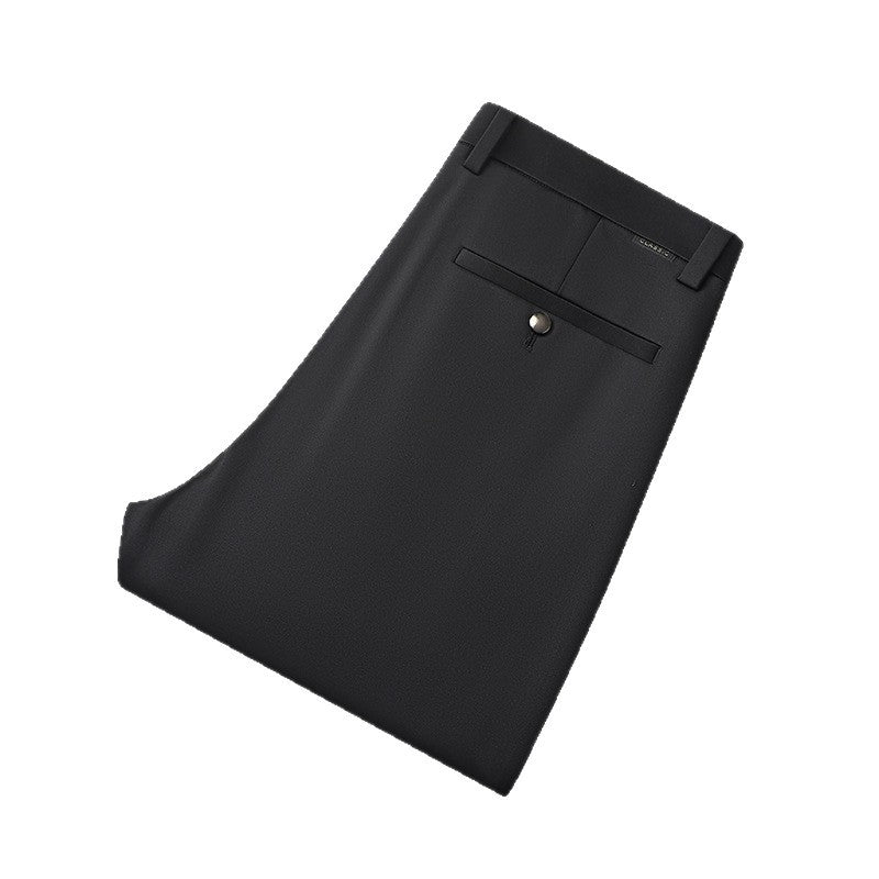 Men's Silk Blend Stretch Business Trousers Straight-Leg Dress Pants