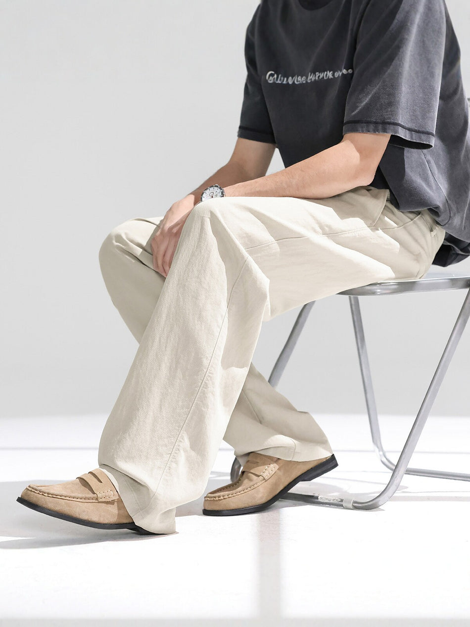 Men's Lyocell Linen Wide-Leg Casual Pants Breathable Loose Fit