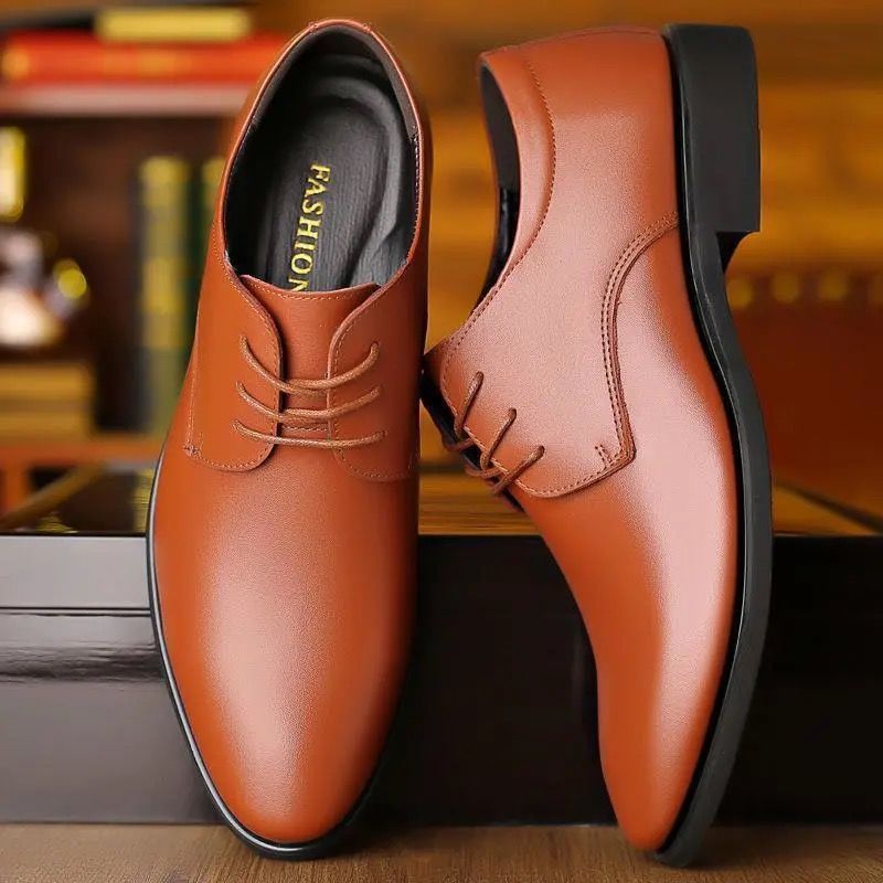 Men's Leather Business Dress Shoes Soft Sole Non-Slip Formal Shoes