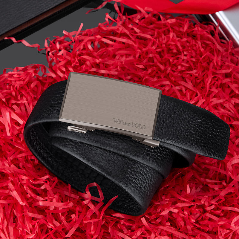 William Polo Top-Grain Leather Belt with Automatic Buckle