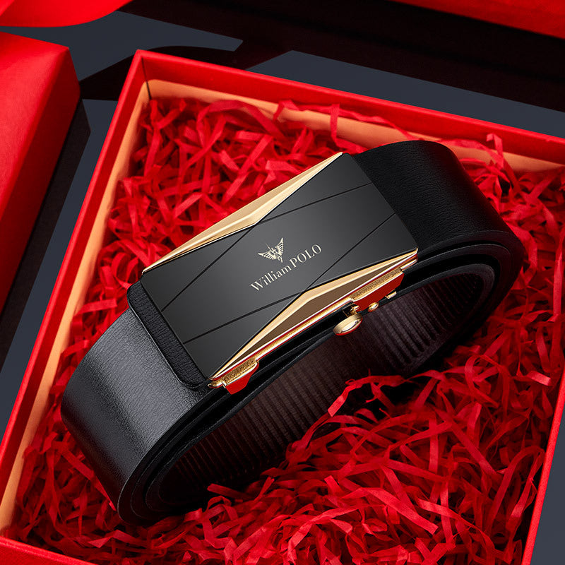 William Polo Leather Belt with Automatic Buckle and Gift Box