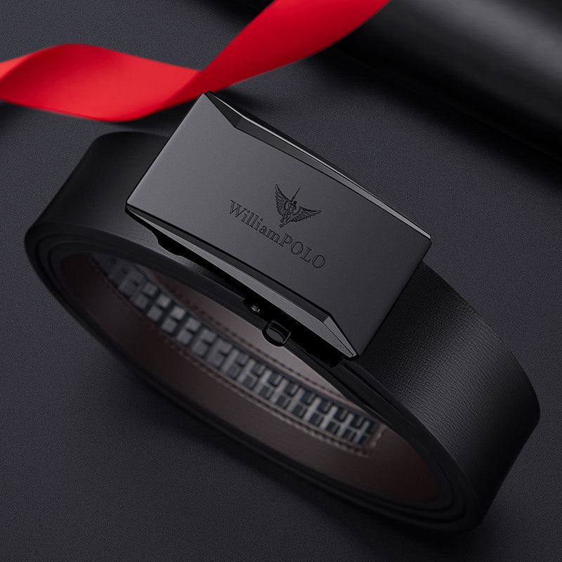 William Polo Leather Belt with Automatic Buckle for Men
