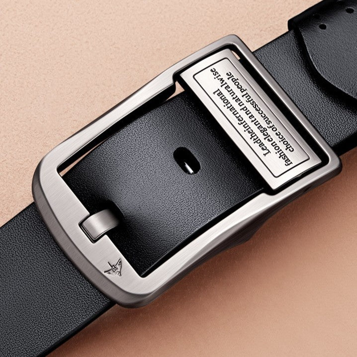 William Polo Men's Genuine Leather Pin Buckle Belt – Premium Top Grain Cowhide Business & Casual Belt