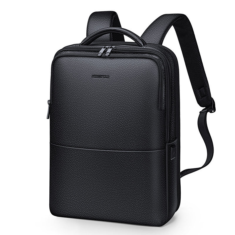 William Polo Men's Genuine Leather Backpack – 15.6-Inch Laptop Business Travel Backpack