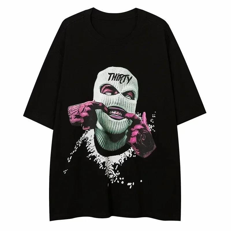 Y2K Hip Hop Graphic Cotton T-Shirt Men Casual Streetwear Tee