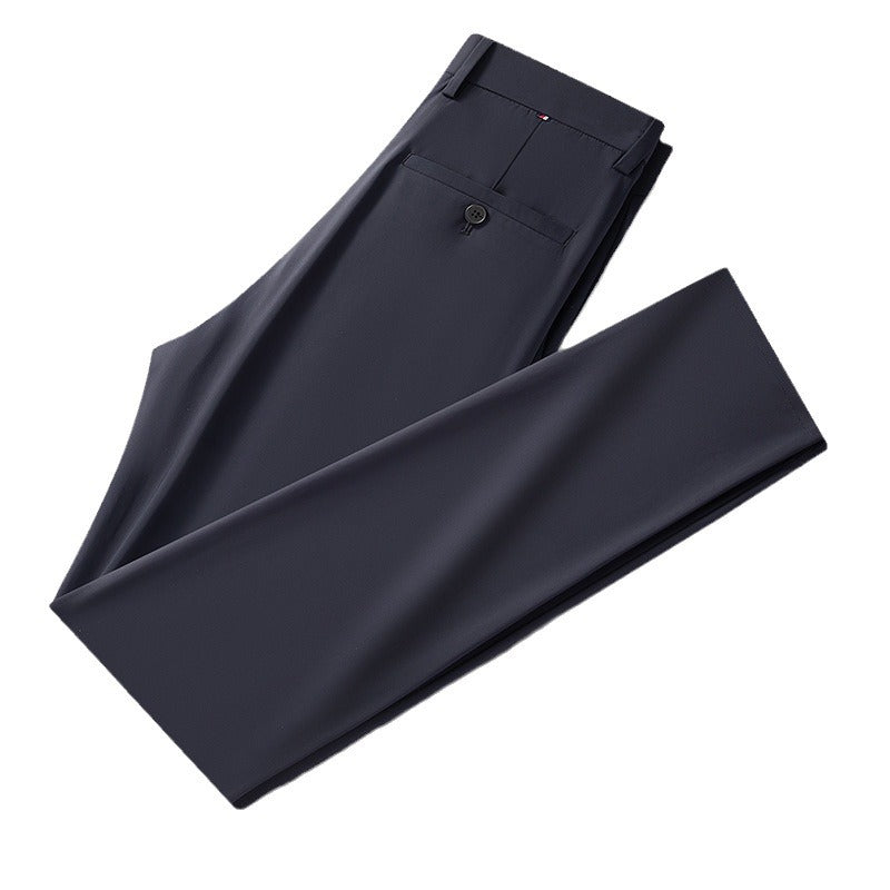 2026 Summer Men’s Triple-Protection Ice Silk Pants – High-Elastic Cool Thin Business Straight-Leg Casual Dress Pants